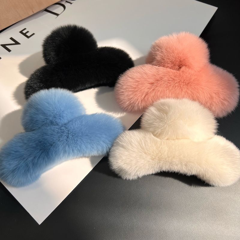 Women'S Winter Accessories Set - Kış Faux kürk saç pençe tavşan