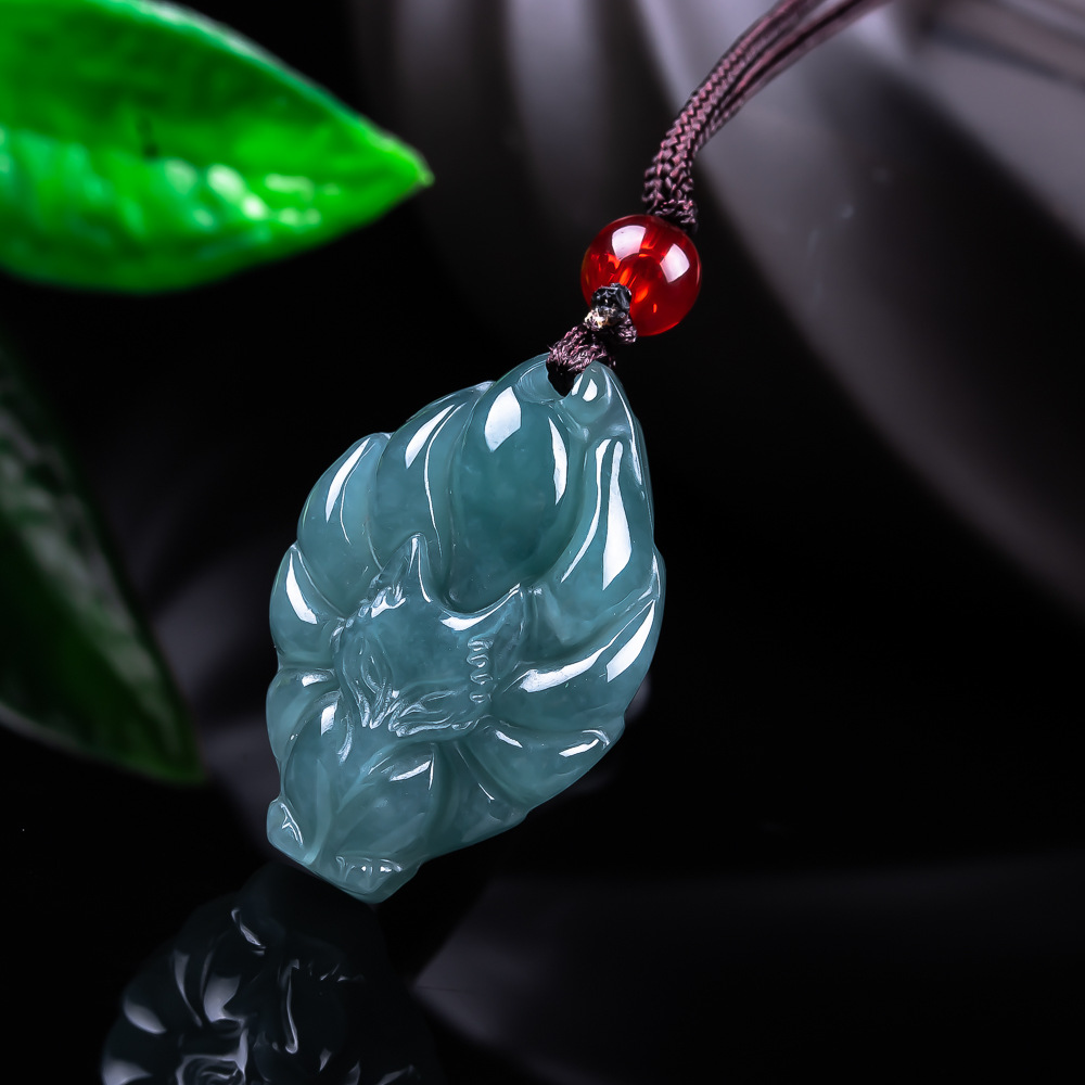 Women Accessories Trending - Doğal Birmanya Jadeite Tilki Kolye Kolye