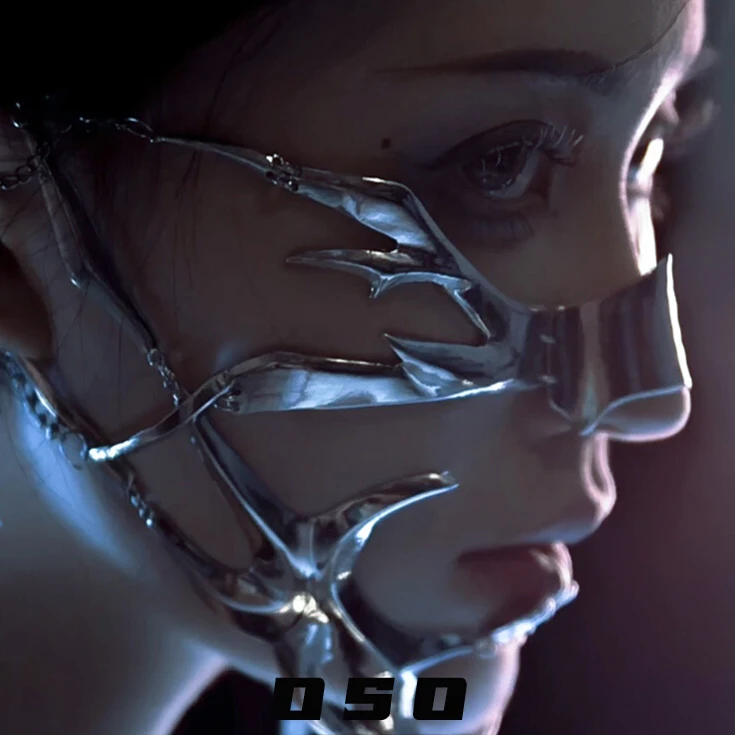 Women Accessories Chain - 2025 Cyberpunk Vizör Çene Metal Yarım