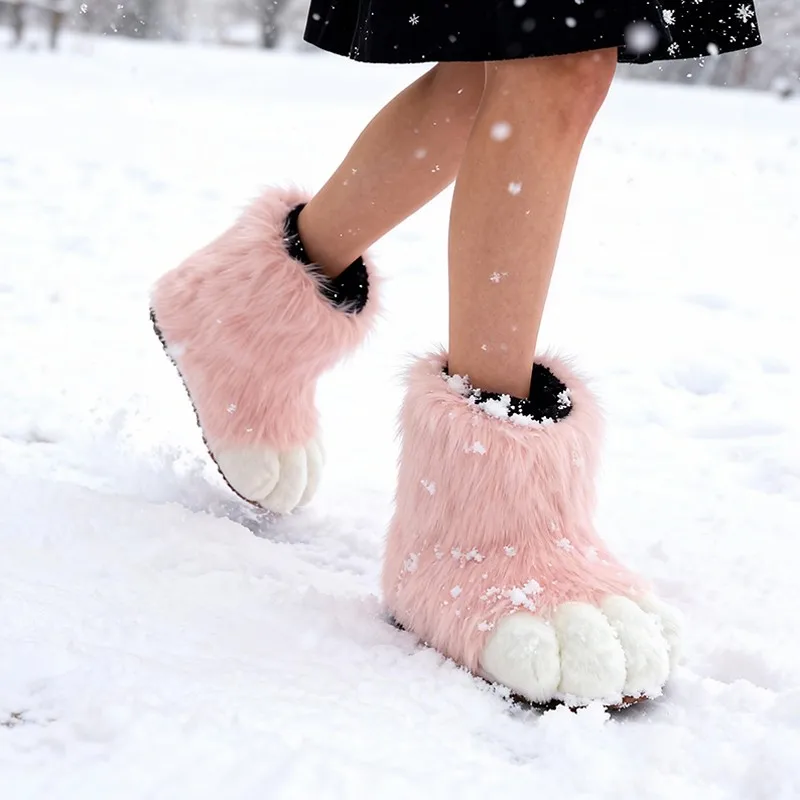 Women'S Winter Accessories Set - 1 çift Fursuit Ayak Pençe Ayakkabı